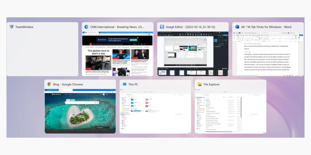 윈도우11 작업 보기 기능 Win Tab 창 전환 화면